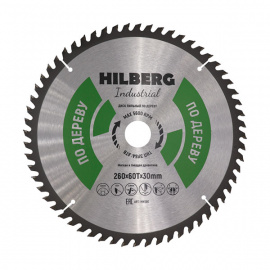 Диск пильный Hilberg Industrial HW260 по дереву 60 зубьев 260х30 мм