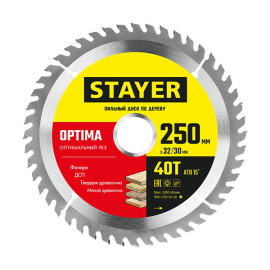Диск пильный Stayer Optima по дереву 40 зубьев 250х32 мм