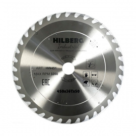Диск пильный Hilberg Industrial HW451 по дереву 36 зубьев 450х50 мм