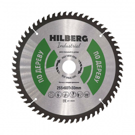 Диск пильный Hilberg Industrial HW256 по дереву 60 зубьев 255х30 мм