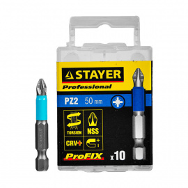 Биты крестообразные Stayer Professional ProFix магнитные PZ2, 50 мм, 10 шт.