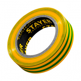 Лента изоляционная Stayer Protect-10 электроизоляционная ПВХ желто-зеленая 15 мм х 10 м