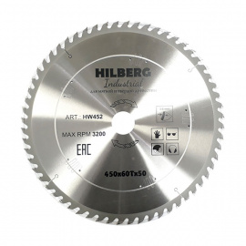 Диск пильный Hilberg Industrial HW452 по дереву 60 зубьев 450х50 мм