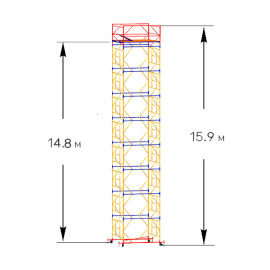 Вышка тура строительная ВСП-250 1.6х2 м высота 15.9 м