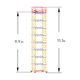 Вышка тура строительная ВСП-250 1.6х2 м высота 11.1 м