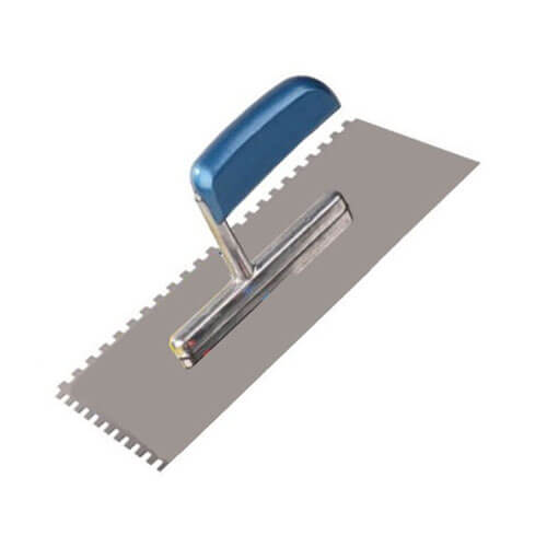 Гладилка нержавеющая Putech деревянная рукоятка зуб 10х10 мм, 130х280 мм