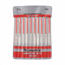 Надфили в наборе Matrix с алмазным напылением 140х50х3 мм, 10 предметов