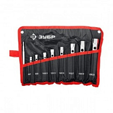 Набор трубчатых ключей Зубр Мастер, двухсторонние, 6-22 мм, с воротком, 9 шт