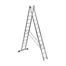 Лестница двухсекционная Alumet H2 5213 универсальная 2х13 алюминиевая 6.18 м
